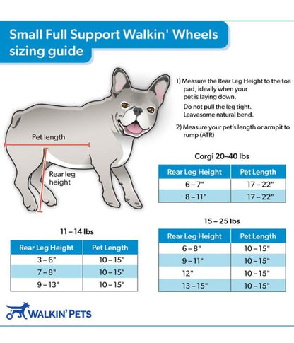 Walkin’ Wheels Full Support Quad 4 Wheel - Dog Wheelchair SMALL (3.5 - 11kg)